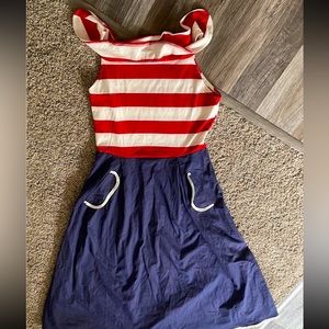 NEW* Halloween Pinup dress below knee/ above ankle length red, white, and blue